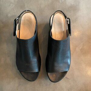 Stuart Weitzman Black Nero Sport Calf Leather Platform Wedge Sandals 6.5 - $495